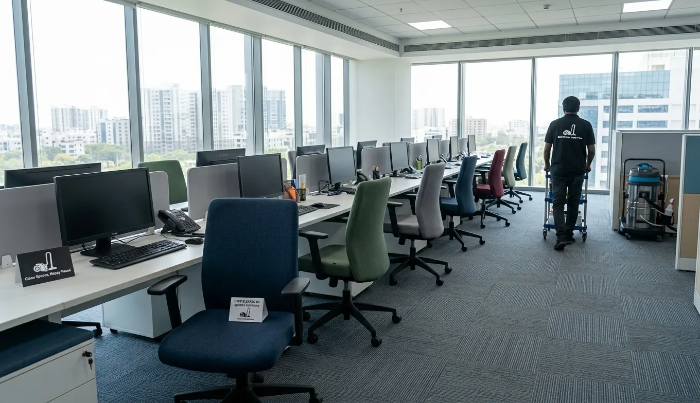 Clean office after professional carpet and upholstery cleaning Clean office after professional carpet and upholstery cleaning
